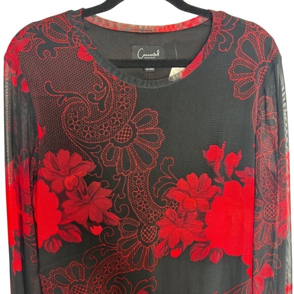 VTG Connected Apparel Dark Floral Sheer Maxi Dress Whimsigoth Dark Fairy Sz16 - Picture 2 of 9